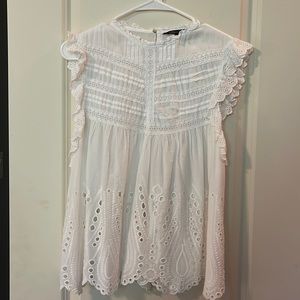 Zara White Eyelet Blouse